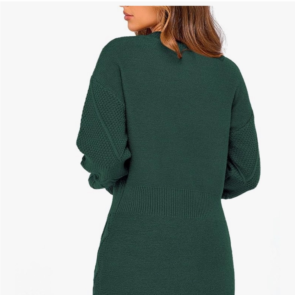 Emerald Green Long Sleeve Knit Dress - Picture 2 of 2